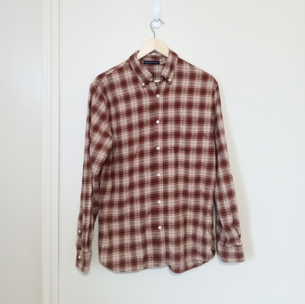Brandy Melville Long Sleeve Casual Plaid Flannel Shirt Unisex Shacket